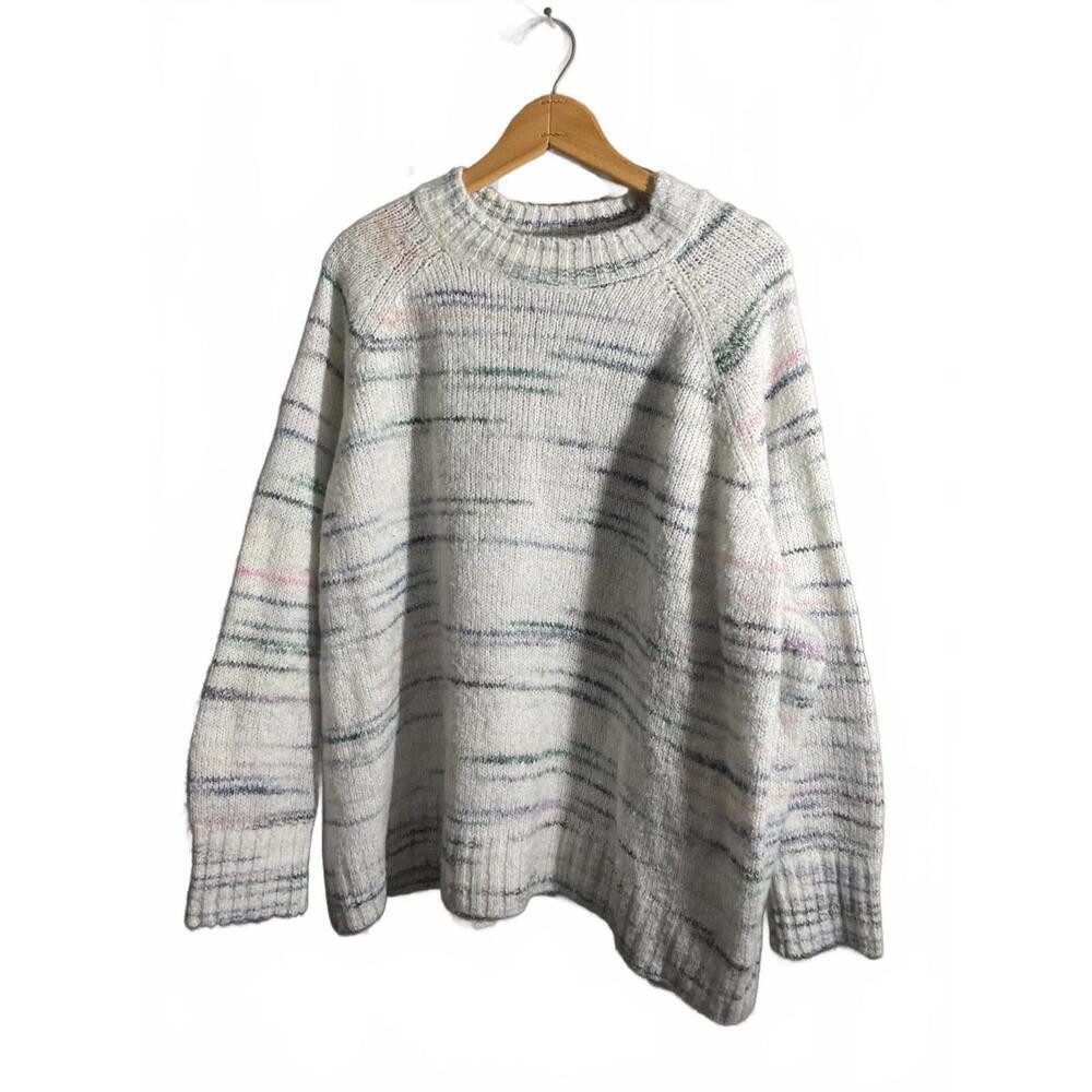 Chunky White Multicolor Wool Blend Striped Sweater Old Navy XXL